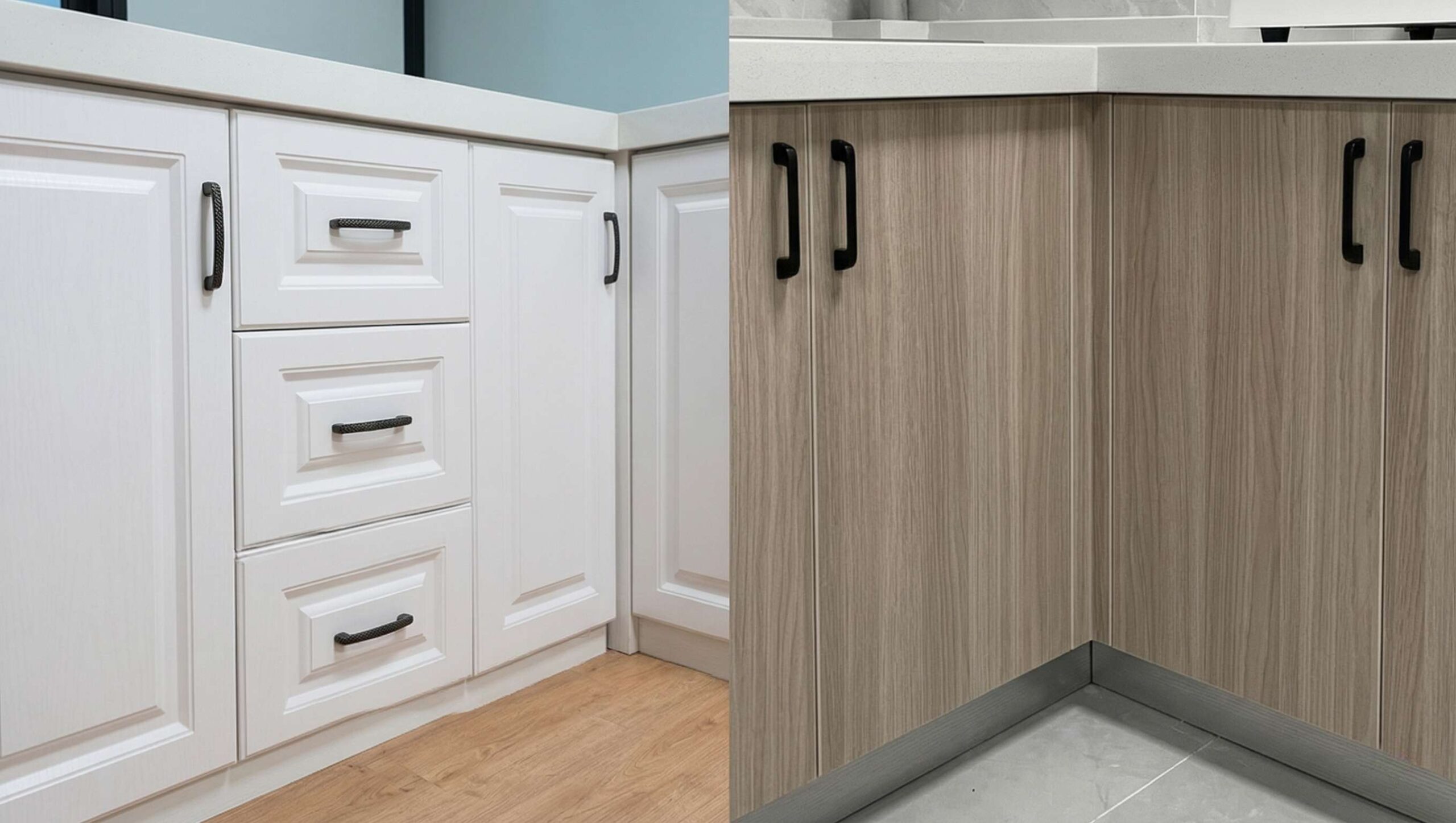 cabinets side by side