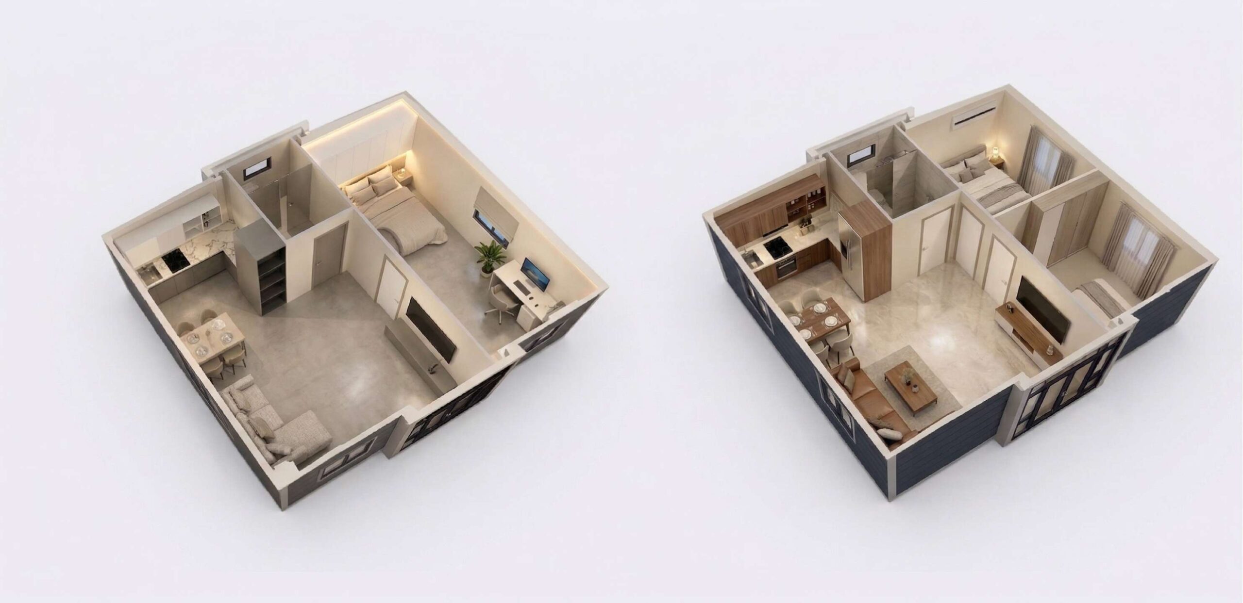 modular house internal distribution options view from top